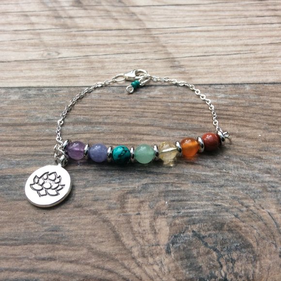 Chakra bracelet, Sterling silver, Lotus bracelet, Healing bracelet - Picture 2 of 9